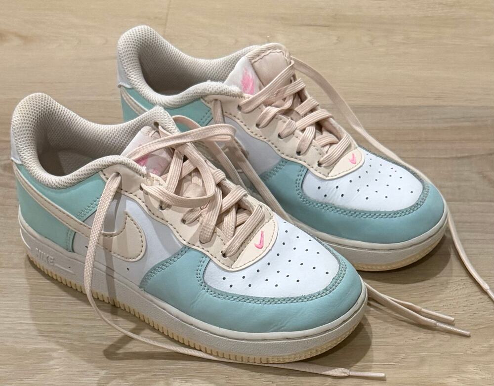 Nike Air Force 1 LV8 Girls Youth 1Y White Mint Green Pink FJ3484-300 Sneakers